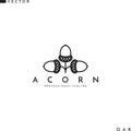 Acorn logo template. Line style. Oak tree